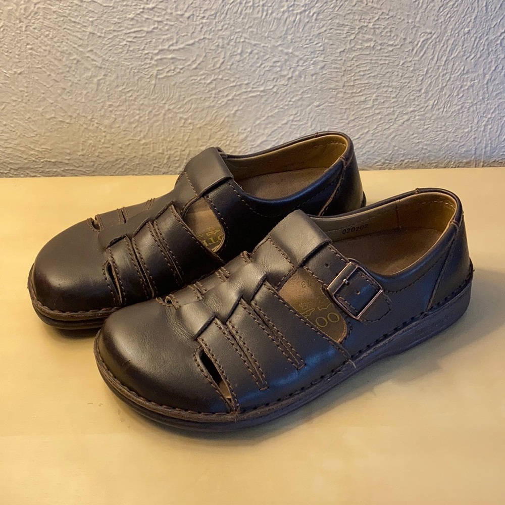 Footprints by Birkenstock Womens Fisherman Brown Buckle Leather Sandals Size L 8